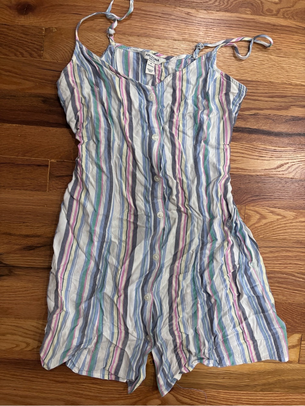 Arizona Jean Company Women’s Striped Button-Front Dress in Blue, Pink, Green